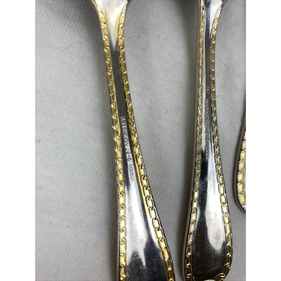 9 Retroneu GOLD ACCENT Chain 6”Spoons 18/8 Korea Stainless Flatware-GreatQuality - Picture 7 of 7
